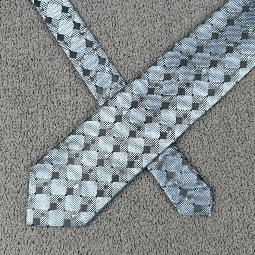 Ermenegildo Zegna Tie Blue Silk Geometric Diamonds Made In Italy Necktie Luxury